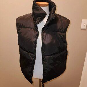 NWT Ci Sono Quilted crop Black Puffer Vest Jacket Womens Large L2